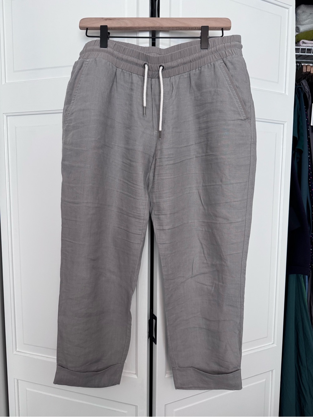 Athleta linen Elastic Waist Casual Pants - Gray
